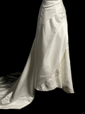 Vintage Wedding Dress A line Strapless White Satin Long Wedding Dresses Retro 1970s Bridal Gowns HZ1214