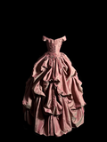 Modest Ball Gown Off The Shoulder Pink Taffeta Long Prom Dress Party Dress Graduation Dresses Sweet 16 Dress HZ1214