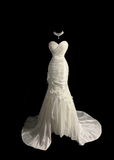 Retro Wedding Dress Mermaid Sweetheart White Satin Long Wedding Dresses Retro 1970s Bridal Gowns HZ1214