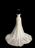 Retro Wedding Dress Mermaid Sweetheart White Satin Long Wedding Dresses Retro 1970s Bridal Gowns HZ1214