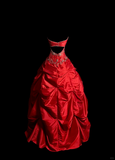 Vintage Ball Gown Sweetheart Red Ruffles Beaded Long Prom Dress Party Dress Graduation Dresses Sweet 16 Dress HZ1214