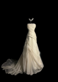 Retro Wedding Dress Mermaid Strapless Ivory Chiffon Long Wedding Dresses Retro 1970s Bridal Gowns HZ1214