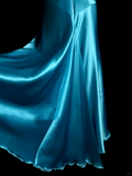 Vintage A line Straps Blue Satin Prom Dress Party Dress Graduation Dresses HZ1214