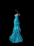 Retro Mermaid Strapless Blue Taffeta Beaded 20th Birthday Dress Long Prom Dress Birthday Outfits For Women HZ1214