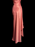 Vintage Mermaid Spaghetti Straps Pink Satin Long Prom Dress Party Dress Graduation Dresses HZ1214