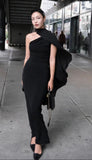 Simple Sheath One Shoulder Black Prom Dresses Formal Summer Wedding Guest Dresses Wedding Guest Outfits HZ1214
