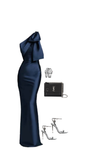 Elegant Mermaid Navy Blue Satin One Shoulder Prom Dresses Formal Summer Wedding Guest Dress Wedding Guest Outfits HZ1214