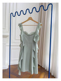 Sexy A line Square Mint Green Satin Short Homecoming Dress Summer Hoco Dresses Cocktail Dress Birthday Outfits HZ1214