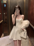 Sexy A line Spaghetti Straps White Satin Short Homecoming Dress Summer Hoco Dresses Cocktail Dress Birthday Outfits HZ1214