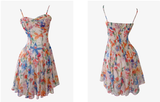 Sexy A line Spaghetti Straps Floral Chiffon Short Homecoming Dress Summer Hoco Dresses Cocktail Dress Birthday Outfits HZ1214