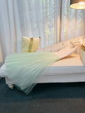Elegant A line Spaghetti Straps Mint Green Prom Dresses Formal Summer Wedding Guest Dresses Wedding Guest Outfit HZ1214