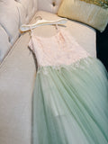 Elegant A line Spaghetti Straps Mint Green Prom Dresses Formal Summer Wedding Guest Dresses Wedding Guest Outfit HZ1214