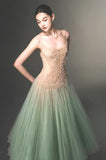 Elegant A line Spaghetti Straps Mint Green Prom Dresses Formal Summer Wedding Guest Dresses Wedding Guest Outfit HZ1214