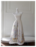 Elegant A line Spaghetti Straps Floral White Prom Dresses Formal Summer Wedding Guest Dresses Wedding Guest Outfit HZ1214