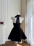 Sexy A line Halter Black Velvet Short Homecoming Dresses Summer Hoco Dresses Cocktail Dress Birthday Outfits HZ1214