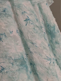 Blue Floral A-Line Strapless Organza Long Prom Dress Graduation Prom Dress HZ1108