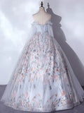 A-Line Tulle Sequin Lace Long Prom Dress, Lace Long Formal Dress HZ1108