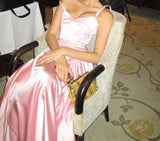Elegant Spaghetti Straps A Line Prom Dress Satin Pink Long Bridesmaid Dresses HZ1108