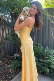 Sweetheart c Yellow Long Sheath Prom Dress With Split HZ1108