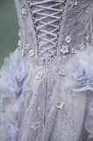 Light Purple A-line Off-the-Shoulder Tulle Sequin Long Prom Dress, Sweet Appliqu¨¦ Beaded Evening Dress HZ1108