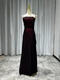 Sheath Spaghetti Straps Tulle Long Prom Dress with Silt HZ1108