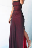 Sheath Spaghetti Straps Tulle Long Prom Dress with Silt HZ1108