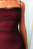 Sheath Spaghetti Straps Tulle Long Prom Dress with Silt HZ1108