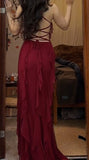 A-Line Spaghetti Straps Chiffon Long Prom Dress Formal Evening Dress HZ1108