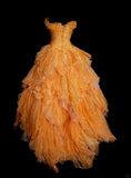 Sweet Orange Strapless Evening Dress Tulle Long Ball Gown HZ1108