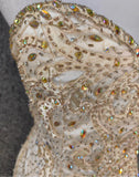 Light Champagne Mermaid Sweetheart Neck Beaded Tulle Long Ball Dress Vintage Evening Dress HZ1108