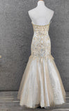 Light Champagne Mermaid Sweetheart Neck Beaded Tulle Long Ball Dress Vintage Evening Dress HZ1108