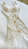 Vintage Yellow Mermaid Tulle Chiffon Long Prom Dress Pretty Birthday Dress HZ1108