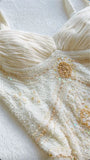 Vintage Yellow Mermaid Tulle Chiffon Long Prom Dress Pretty Birthday Dress HZ1108