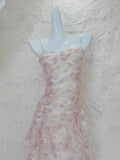 French Floral Dress Suspender Chiffon Long Dress HZ1108