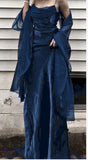 ??Vintage Dark Green Prom Dress Spaghetti Strap Chiffon Evening Gown with Shawl HZ1108