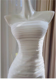 White Bodycon Dress Strapless Chiffon Long Prom Dress Simple Evening Dress HZ1108