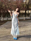 Tea Break French V-neck Floral Sling Dress HZ1108