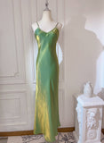 Elegant Spaghetti Strap Bodycon Dress V Neck Glitter Silk Prom Dress HZ1108