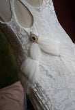 White Mermaid V-neck Velvet Chiffon Prom Dress HZ1108