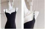 Elegant Spaghetti Strap Black Mermaid Backless Prom Dress HZ1108