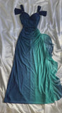 Glitter Blue Sweetheart Neck Bodycon Dress Ruffled Party Dress Spaghetti Strap Evening Dress HZ1108