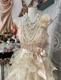 Sweet Light Yellow A-Line Spaghetti Straps Tulle Layered Prom Dress Beaded Sequin Birthday Dress HZ1108