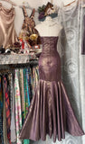 Unique Mermaid Strapless Glitter Satin Ball Dress Beautiful Birthday Evening Dress HZ1108