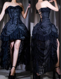 Black Personality Lace A-Line Strapless Prom Dress Birthday HZ1108