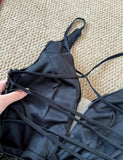 Gorgeous Black Sequin Mermaid Spaghetti Strap Vling Long Prom Dress Backless Formal Evening Dress HZ1108