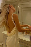 ??Romantic Yellow Pearl Strap Prom Dress for Birthday&Quinceanera-??Glam Satin Sexy Backless Evening Dress HZ1108