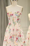 Sweet 16 ?? Strapless A-line Floral Prom Dress &Wedding Dress- ?? Gorgeous Embroidery Applique & Tulle Evening for Birthday, Graduation HZ1108