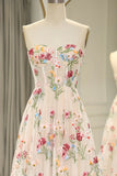 Sweet 16 ?? Strapless A-line Floral Prom Dress &Wedding Dress- ?? Gorgeous Embroidery Applique & Tulle Evening for Birthday, Graduation HZ1108