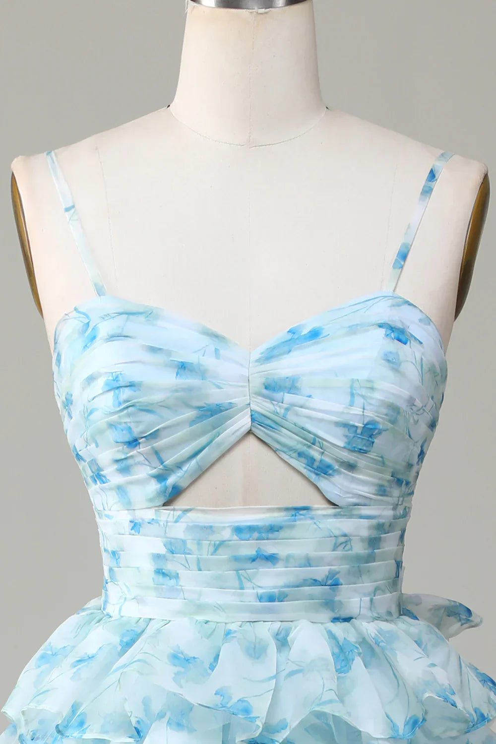 ?? Enchanted Blue A-Line Evening Gown ¨C Sweet Floral Layered Prom Dress for Special Occasion HZ1108