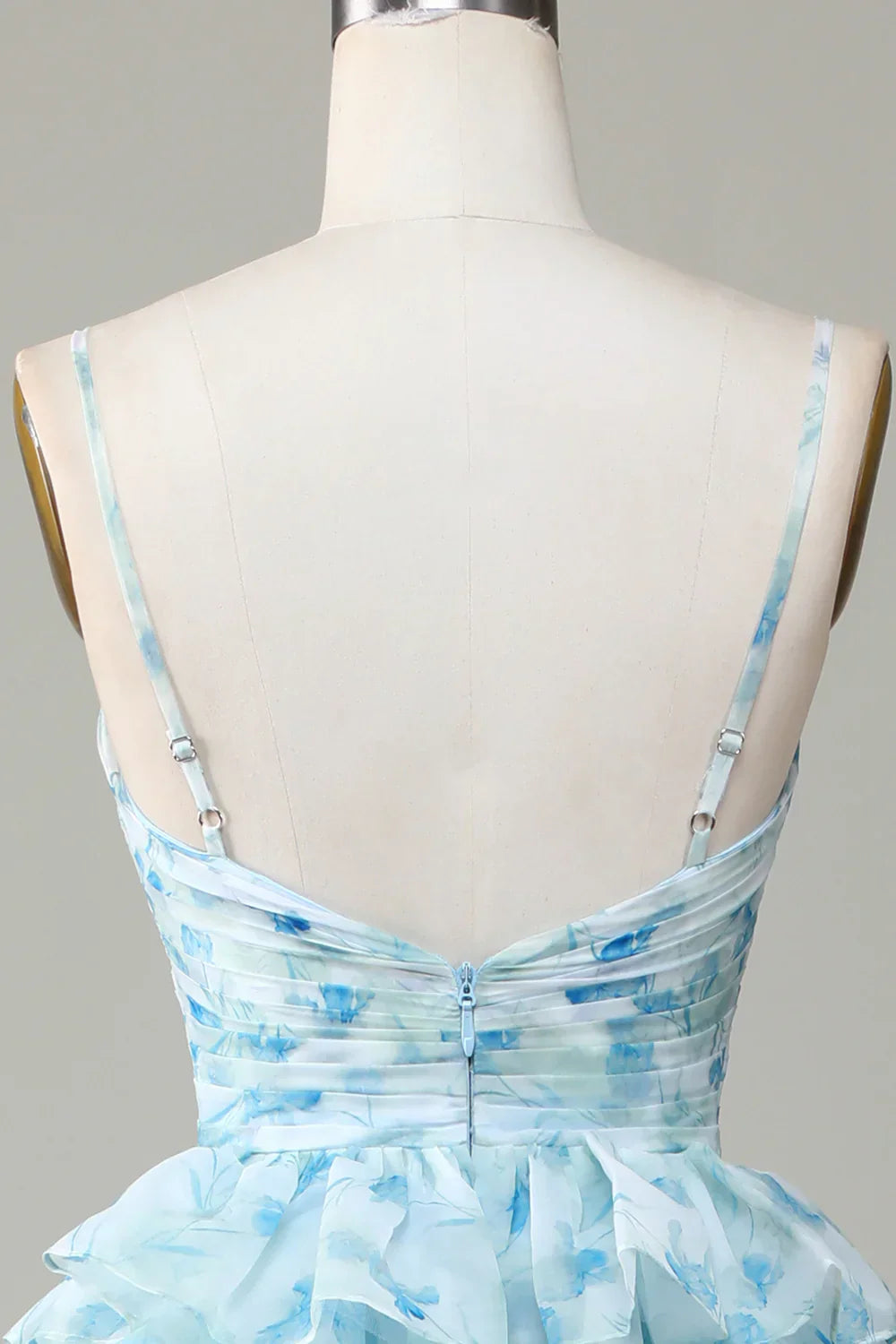 ?? Enchanted Blue A-Line Evening Gown ¨C Sweet Floral Layered Prom Dress for Special Occasion HZ1108